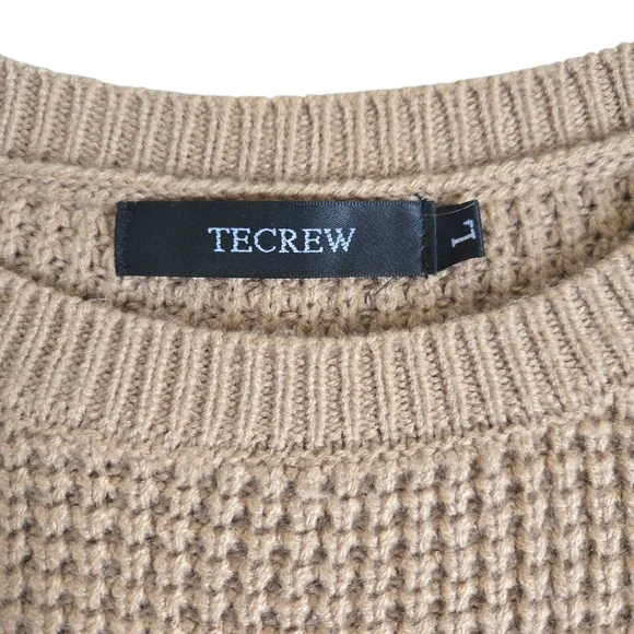 Tan Waffle Knit Crewneck Sweater - Picture 2 of 8